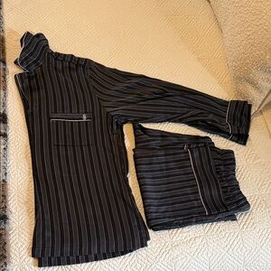 Victoria's Secret black, gray, and White Striped Pajama set
